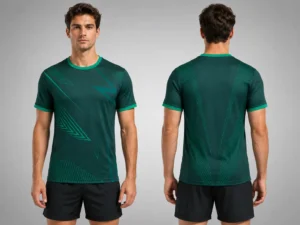 Herren-Funktionslaufshirt LFN 102 in Dunkelgrün – Vorder- und Rückansicht