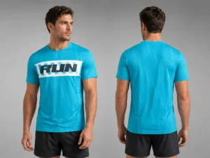 Herren-Laufshirt LFN 95 in Türkis – Vorder- und Rückansicht