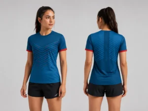 Damen-Laufshirt LFN 66 in Blau-Rot – Vorder- und Rückansicht