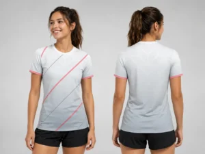 Damen-Laufshirt LFN 85 in Weiß-Rosa – Vorder- und Rückansicht