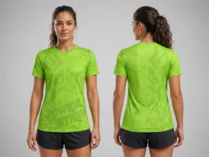 Damen-Sportshirt LFN 97 in Neongrün – Vorder- und Rückansicht